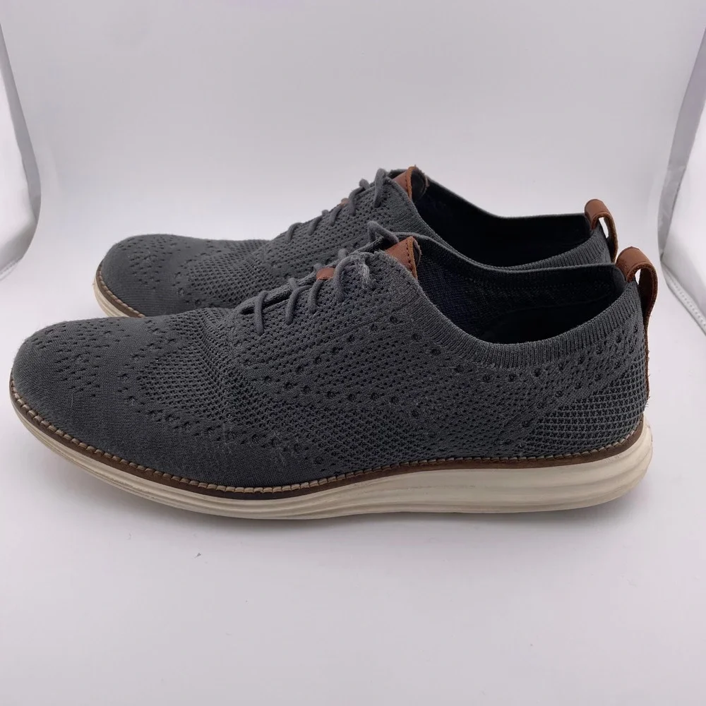 Cole‎ Haan Original Grand Stitchlite Wingtip Gray Knit Oxford Derby Shoes 10 M